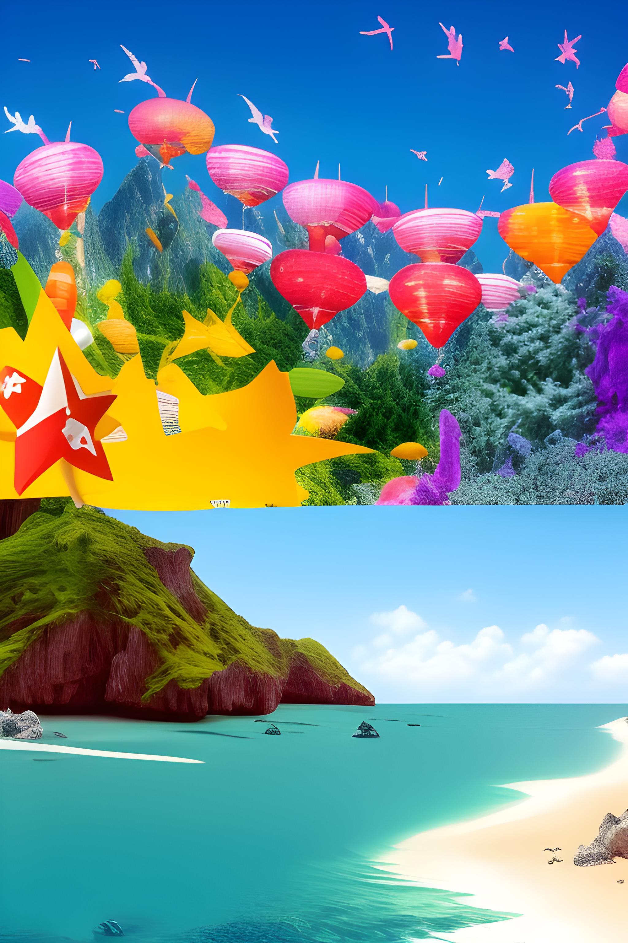 手机壁纸，9:16比例，极致细节，童话般的北极光，柔和的粉彩颜色（粉红、浅绿、淡紫），在湖面上的倒影，雪山背景，飘落的雪花，温暖的营地篝火，可爱的拉布布小怪物穿着羽绒服抬头看极光，吉卜力工作室风格。